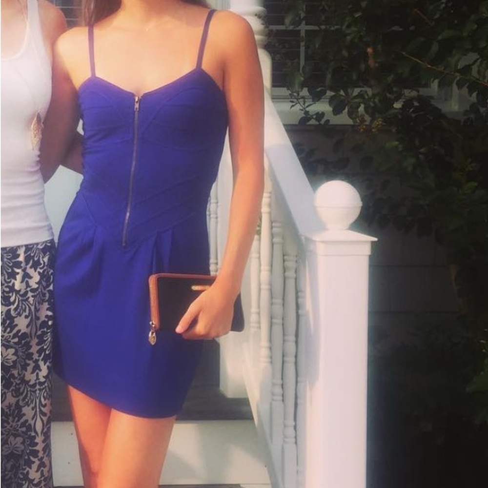 Indigo Zip Front Dress with Pockets